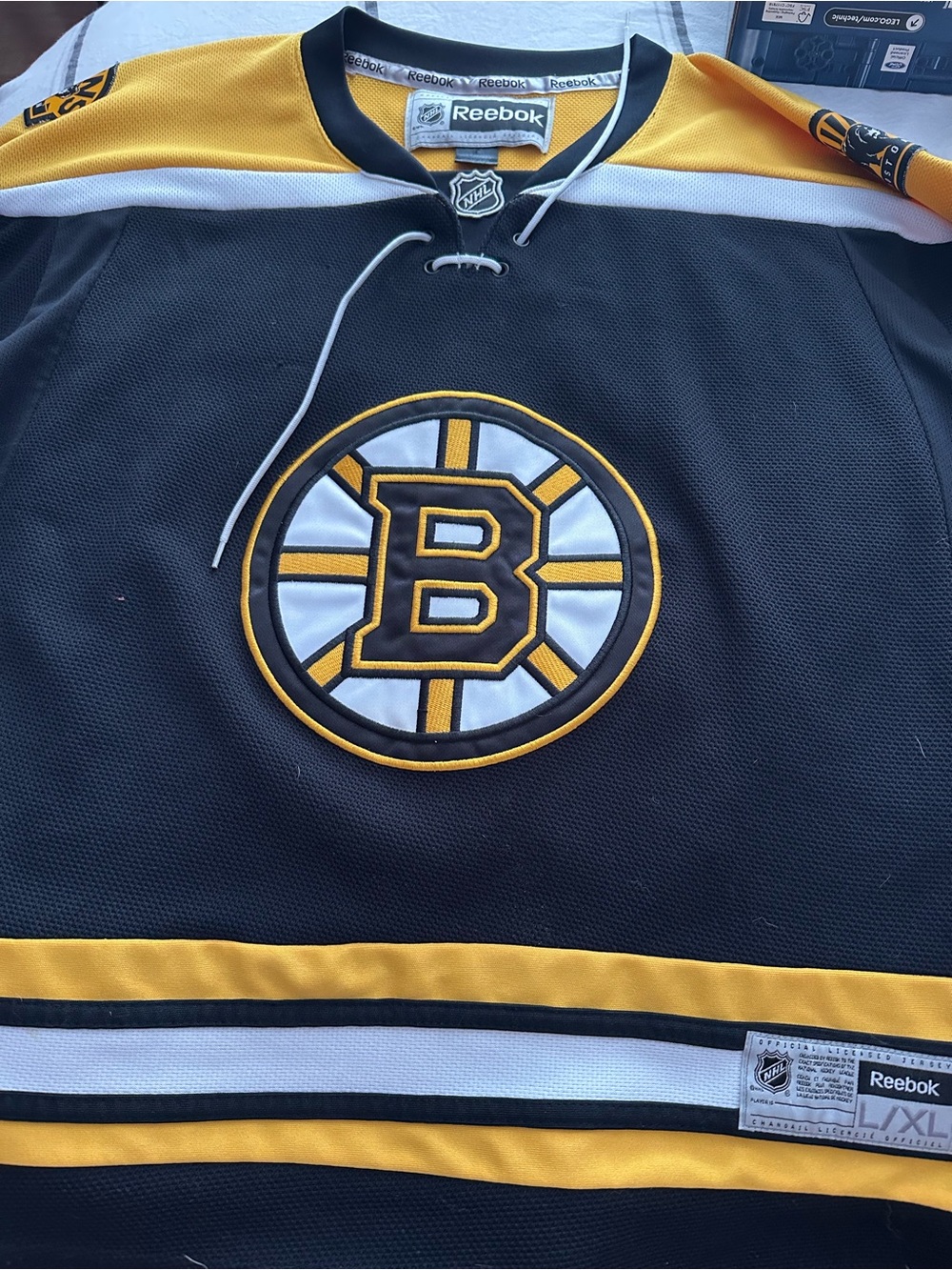 Reebok Black and Gold Boston Bruins Hockey Jersey